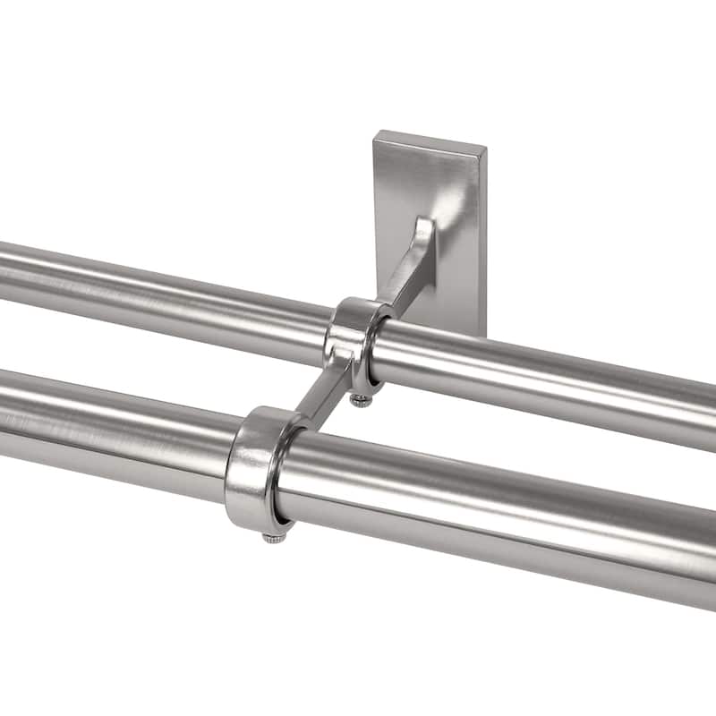 Lumi Home Furnishings Non-Adjustable Double Curtain Rod Brackets 1 in. (3-Piece)