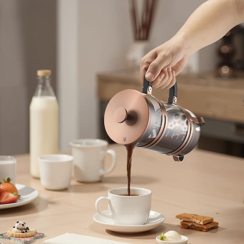 Large 1L Glass French Press for Coffee, Tea, and Cold Brew - 6.69 x 4.13 x 8.46 inch