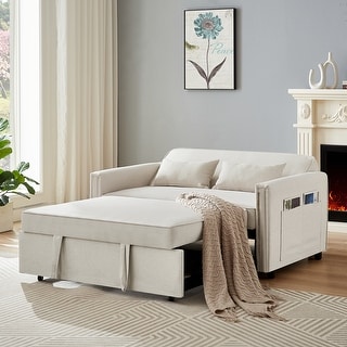 Convertible Sofa Bed with Adjustable Backrest and Pull-out Bed - Bed ...