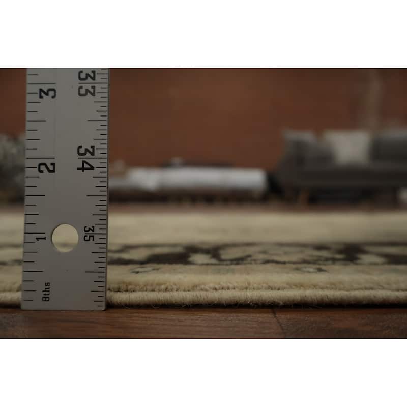 Hand Knotted Oriental 100% Wool Carpet Traditional Floral Beige & Ivories Peshawar Runner Rug - 10' 2'' X 2' 10''