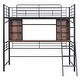 preview thumbnail 1 of 8, Twin Size Metal Loft Bed Frame w/Desk & Storage Shelves, Ladder, Black Black - Twin