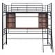 preview thumbnail 3 of 8, Twin Size Metal Loft Bed with Desk Desk and Shelf, Black