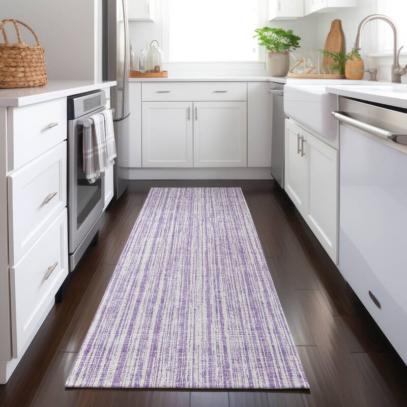 Machine Washable Indoor/ Outdoor Chantille Contemporary Striped Rug