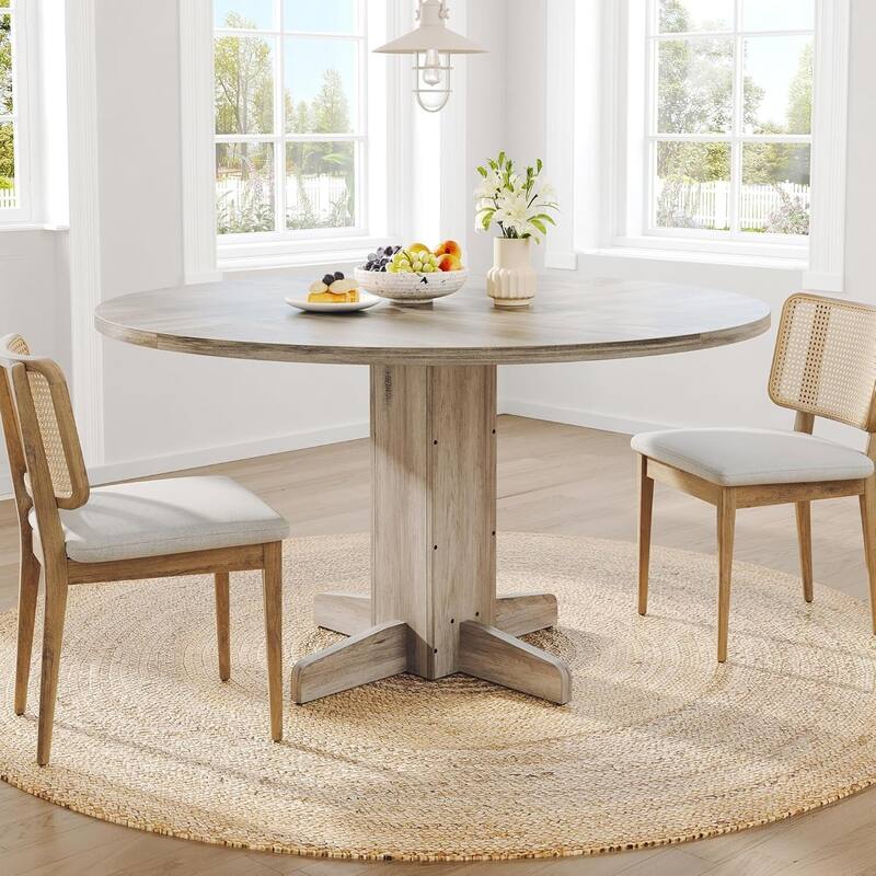 47 Inch Kitchen Round Dining Table for 4-6 People with Pedestal Base (Table Only)