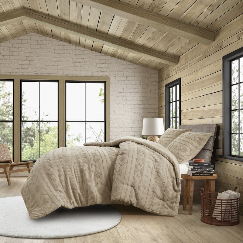 2 PCS Twin/Twin XL Chenille Oversized Comforter Set Tan