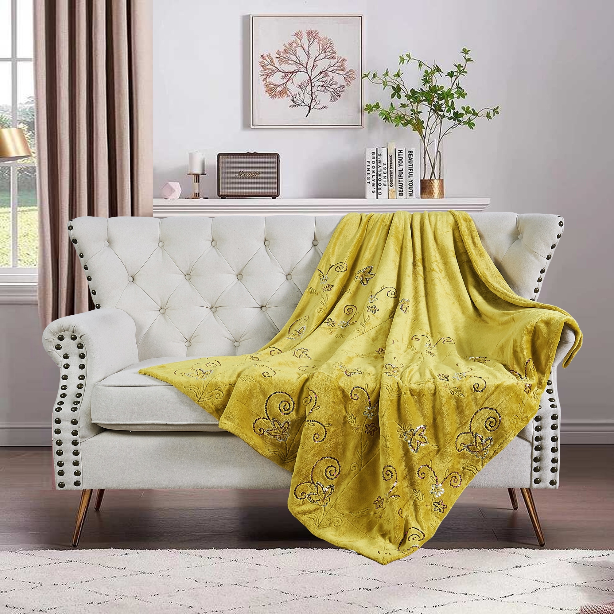 Embroidered Sequin Throw