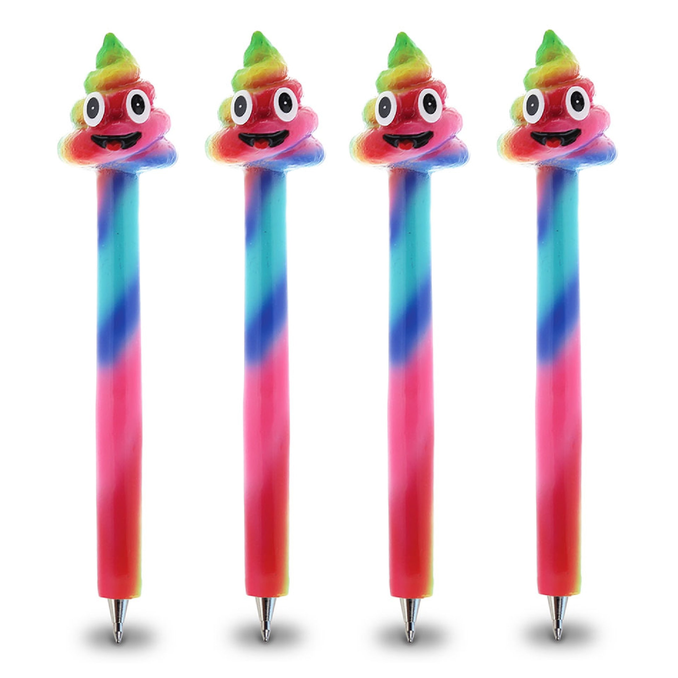 Planet Pens Bundle of Poop Rainbow Emotion Novelty Ballpoint Pens - 6 inches long