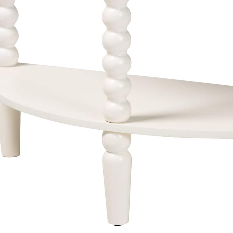 Raynera Bobbin-Leg Demilune Console Table - Half-Moon Accent Table with 1 Drawer and Open Shelf, Cottage Farmhouse Style