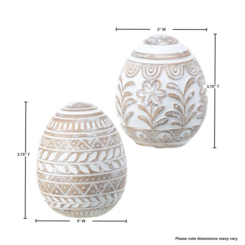 Resin Atelier 'Carved' Egg 3.75" Set of 2