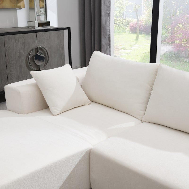 109-inch Green Modular L-shaped Minimalist Upholstered Sectional Sofa Set with Two Pieces Combination - 109"W x 68"D x 28.5"H