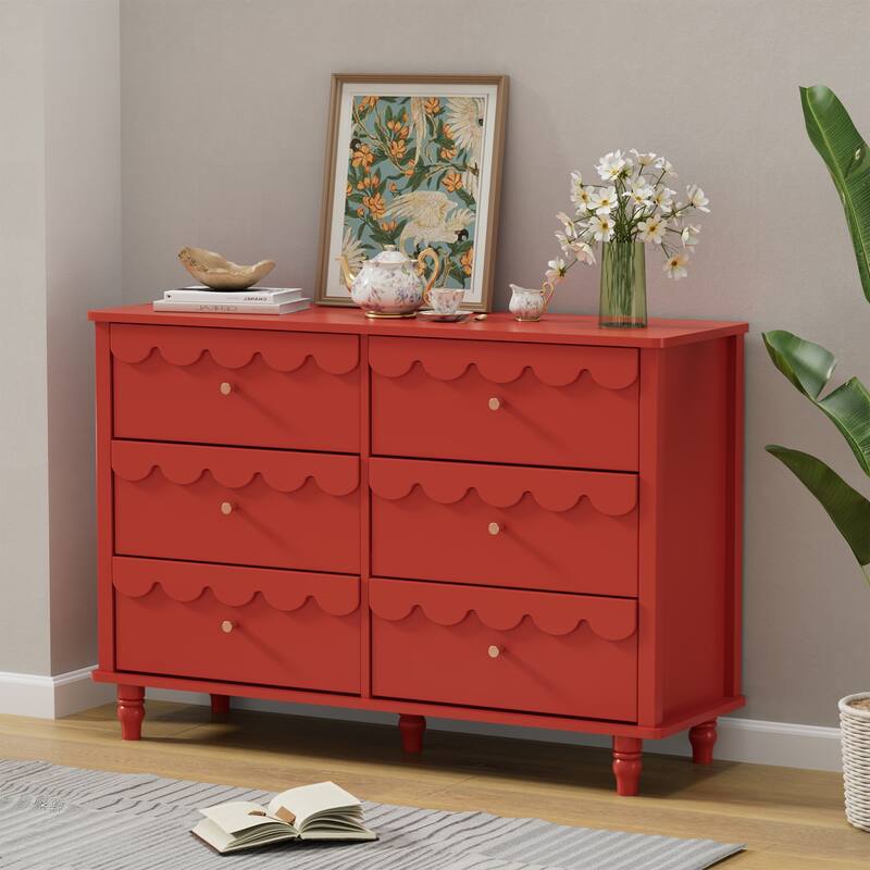 6 Drawers Chest Of Dresser Storage Cabinet Curved Design Organizer
