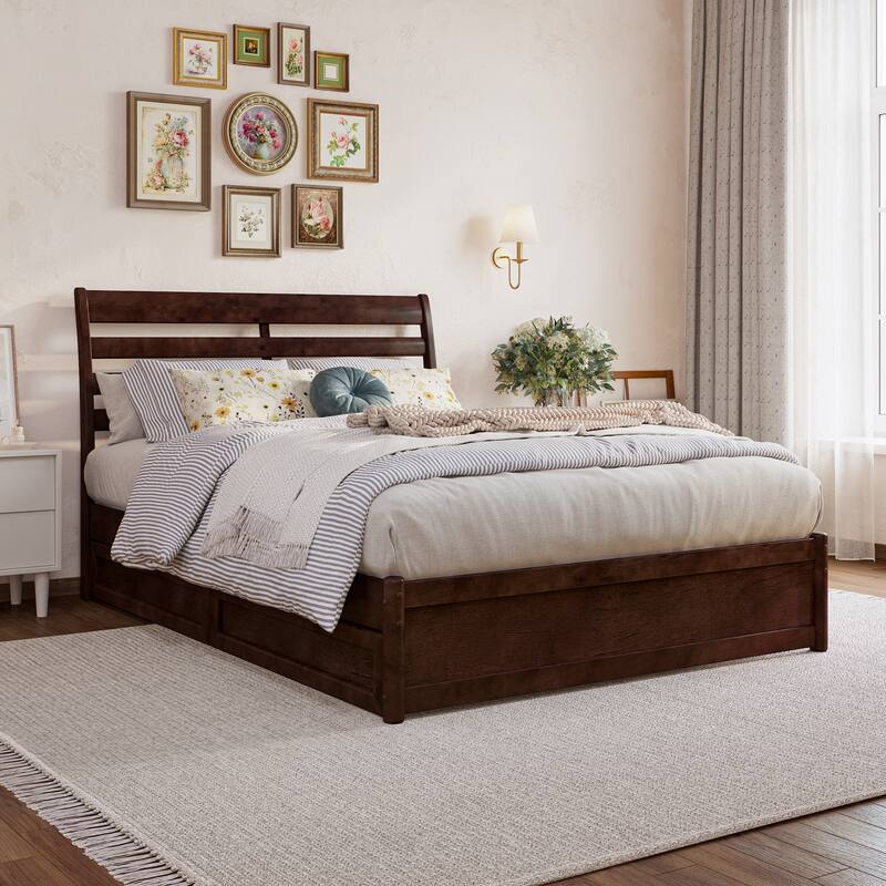 Emelie Platform Bed with Panel Footboard and Storage Drawers