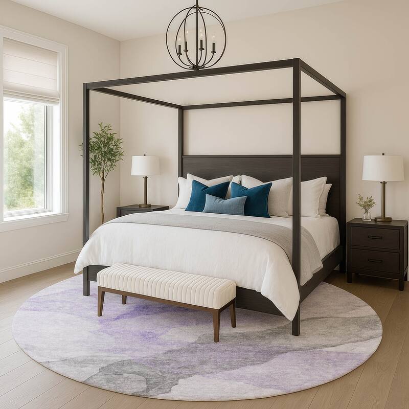 Premium Washable Super Soft Contemporary Fizal Mayfield Rug - Lavender - 8' x 8'