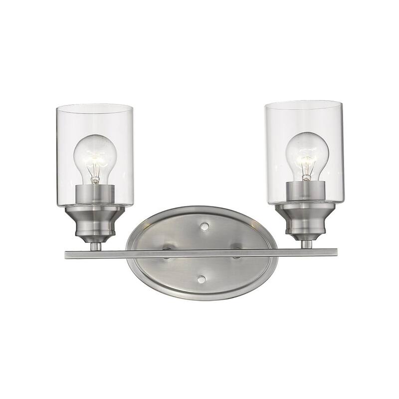 Modern Dimmable Flush Mount Wall 2-Light Fixture with Clear Glass Shade and A19 Bulb Compatible - 9.88" H x 14" W x 5.75" D - Silver