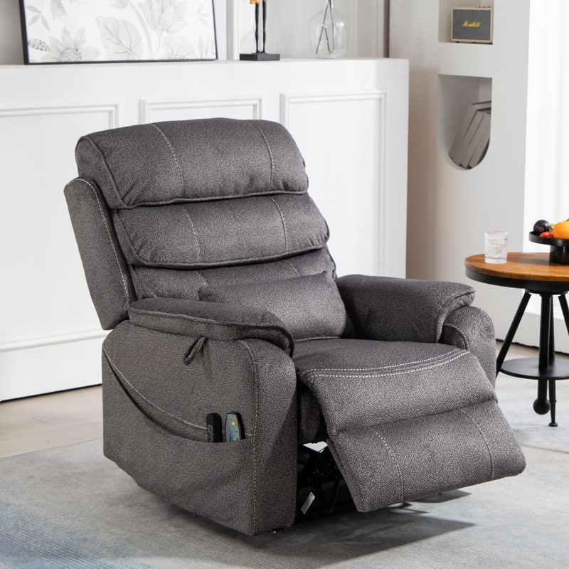 Deluxe Version Dual Motors Power Lift Recliner,Lay Flat 74.8 " Length,100% Polyester,Message/Heat,Eazy Assemble