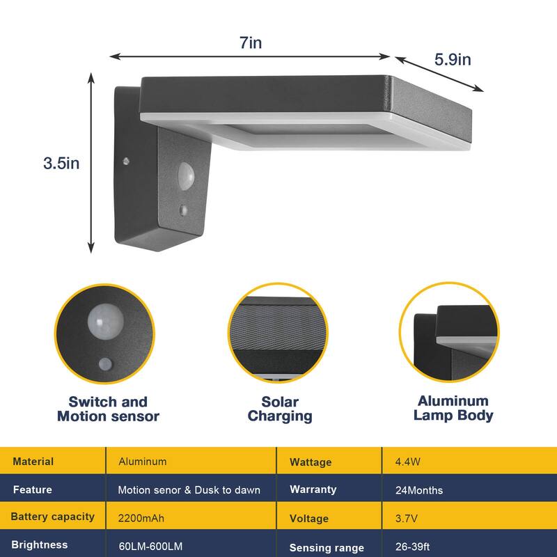 Inowel Solar Outdoor Wall Light Dusk to Dawn LED Lantern 4w, 600lm, C