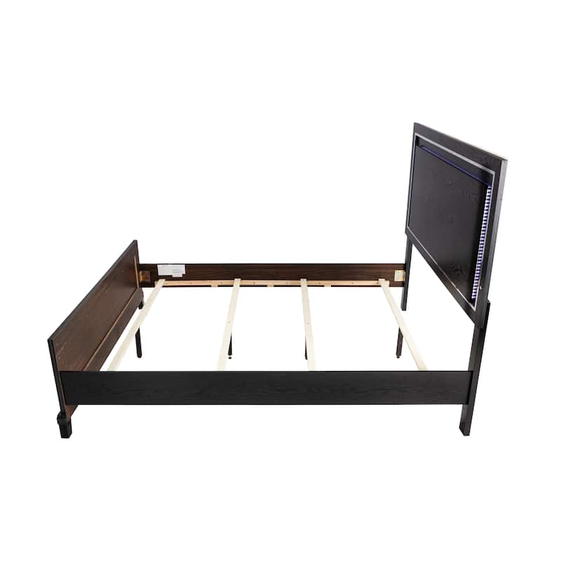 Modern Style 1pc Bed Set LED Light Headboard Tapered Legs Black Finish Bedroom Furniture