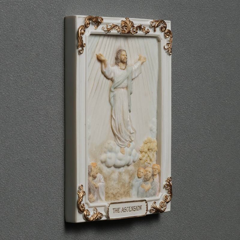 4.1 inches Length Polyresin Glorious Mysteries the Ascension White and Gold Finish Figurine