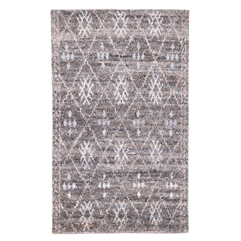 ECARPETGALLERY Hand-knotted Tangier Dark Grey Wool Rug - 5'0 x 8'0