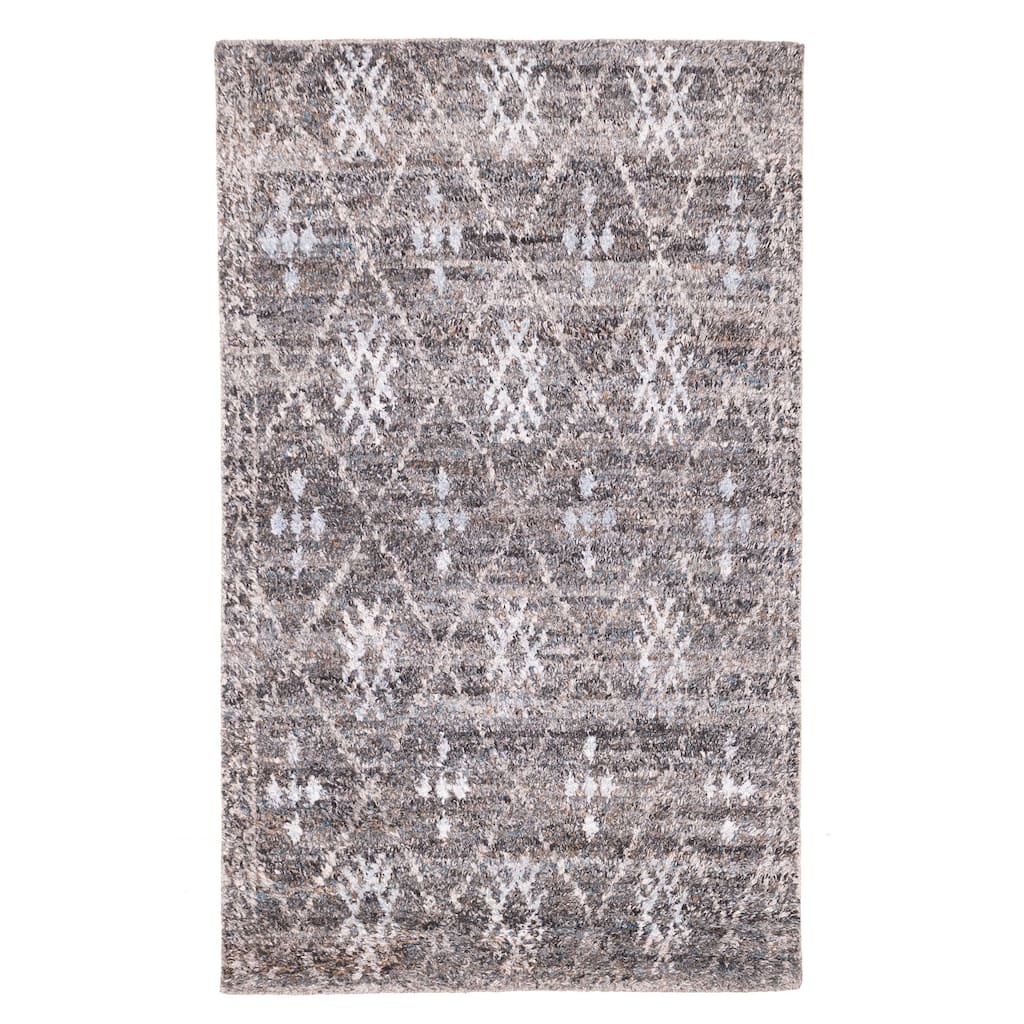 ECARPETGALLERY Hand-knotted Tangier Dark Grey Wool Rug - 5'0 x 8'0