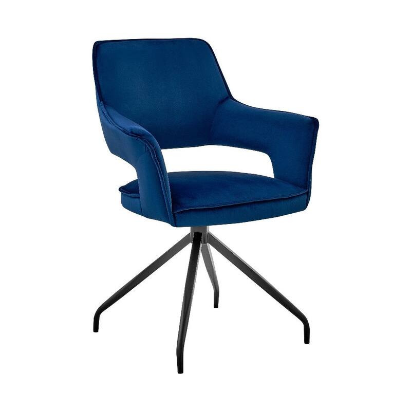 Velvet Upholstered Contemporary Accent Chair - 24 L x 25 W x 34 H Inches - Black and Blue
