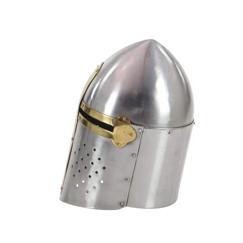 Silver Metal Replica Medieval Knight Crusader Helmet - 9 x 9 x 13
