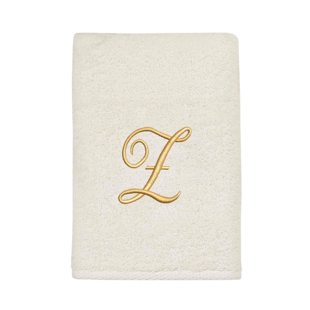 Avanti Linens Ivory/Gold Script Monogram Hand Towel Letter Z - Hand Towel
