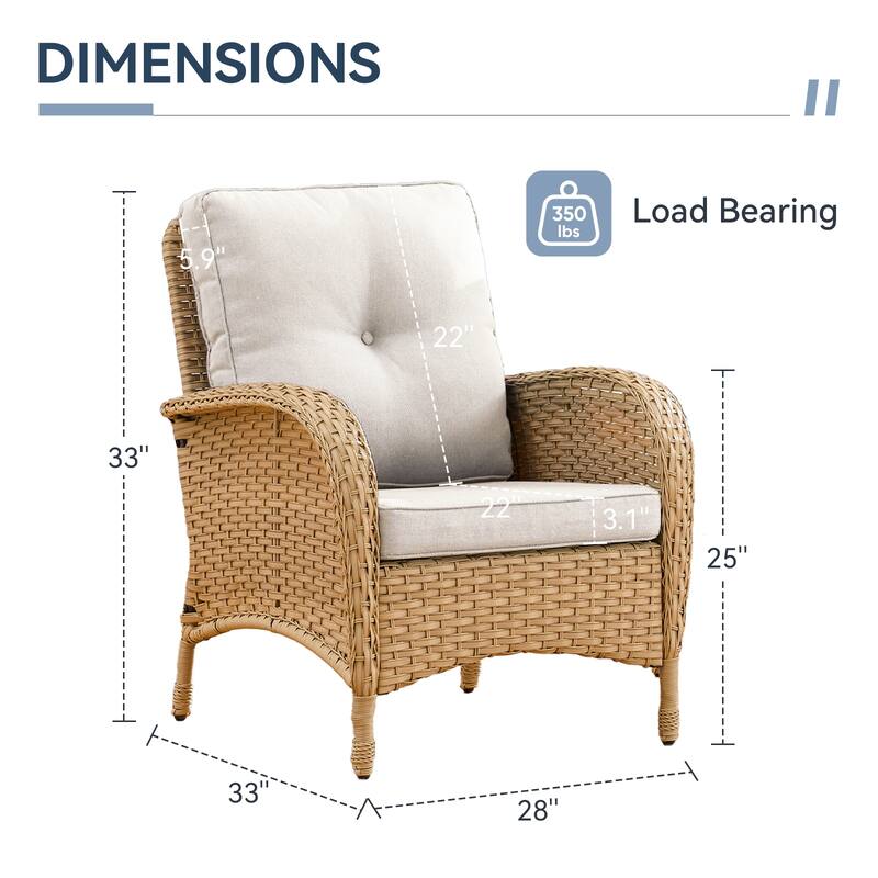 Gymojoy Stylish High Back Outdoor Wicker Dining Chairs Set of 2