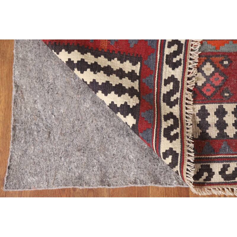 Tribal Kilim Qashqai Persian Antique Area Rug Hand-Woven Wool Carpet - 5'5"x 9'6"
