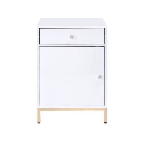 One Drawer Cabinet in White High Gloss and Gold