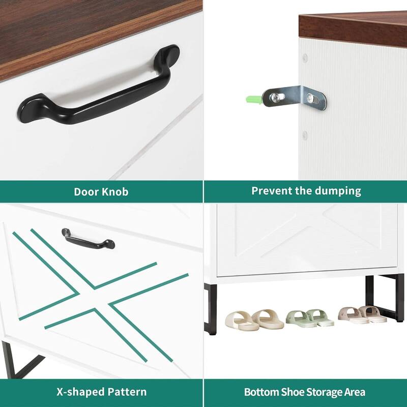Moasis Shoe Storage Cabinet with 2 Flip Drawers and Open Shelves Shoe Rack for Entryway