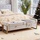 preview thumbnail 1 of 17, 66" Storage Bench King Size End of Bed with Double Lids and Gold Legs Beige - Velvet