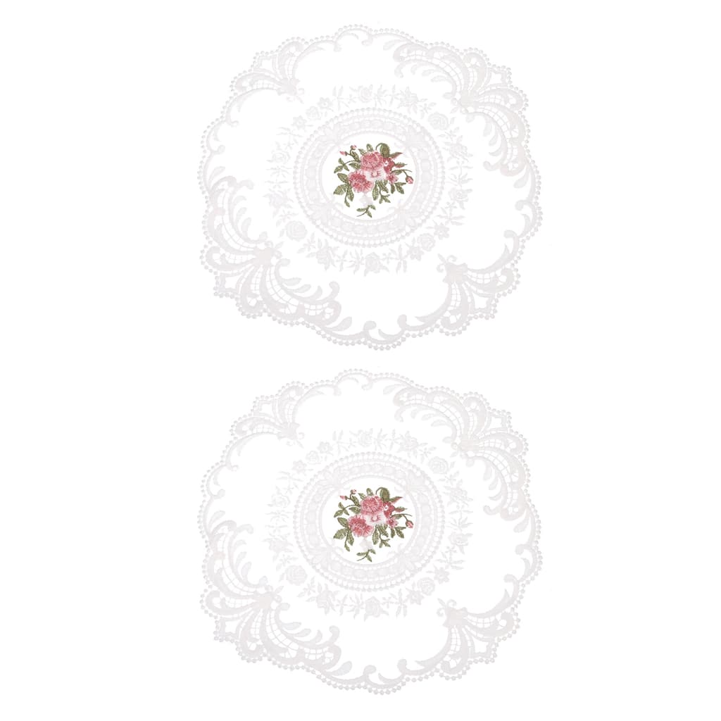 2 Pcs Retro Lace Placemats Crochet Cup Vase Table Mat for Dining Table
