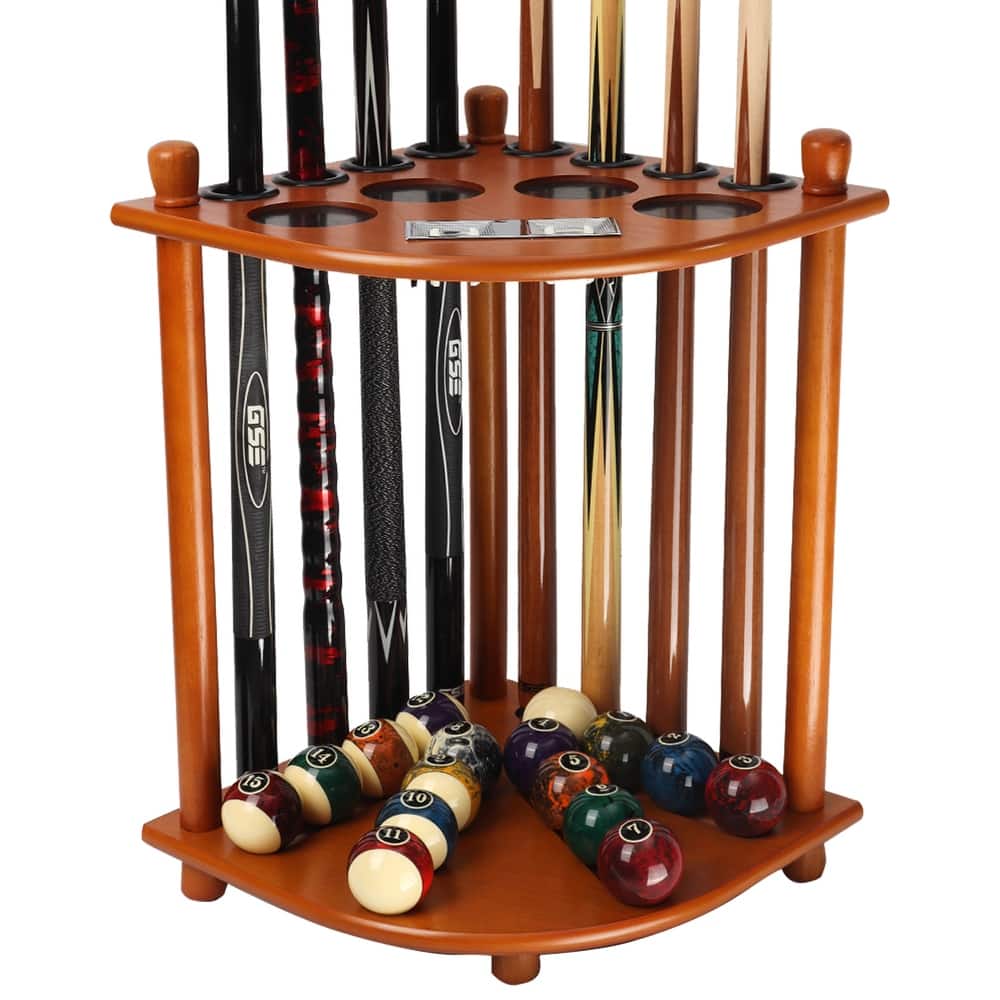 GSE™ 8-Pool Cue Wooden Corner-Style Billiard Pool Cue Rack. Floor Stand Pool Cue Stick Holder