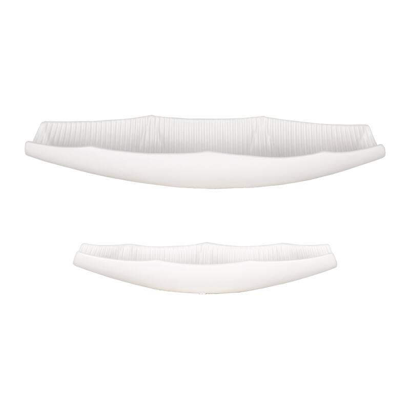 Ceramic Bowls Savoir Style Ribbed Modern (Set of 2) - 2/3" White - 20" x 6" x 3" - White - 20" x 6" x 3"