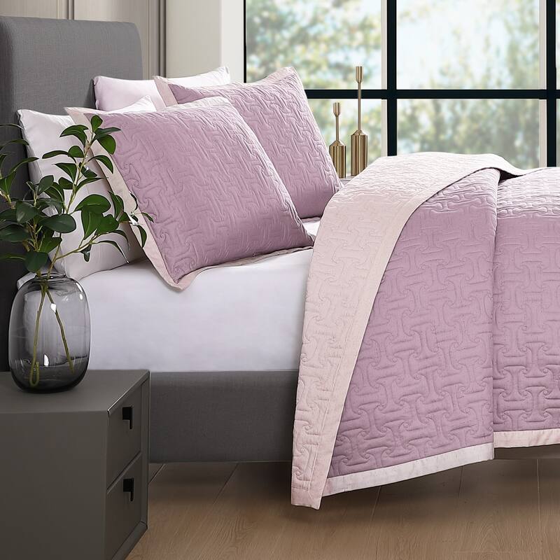 Bebejan 100% Cotton Sateen 3 Piece Textured Quilted Coverlet Set
