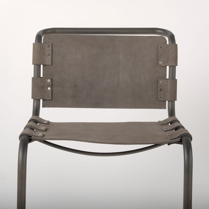 Berbick Brown / Grey Suede w/ Gunmetal Iron Frame Dining Chair - 20.5"W x 24"D x 33"H