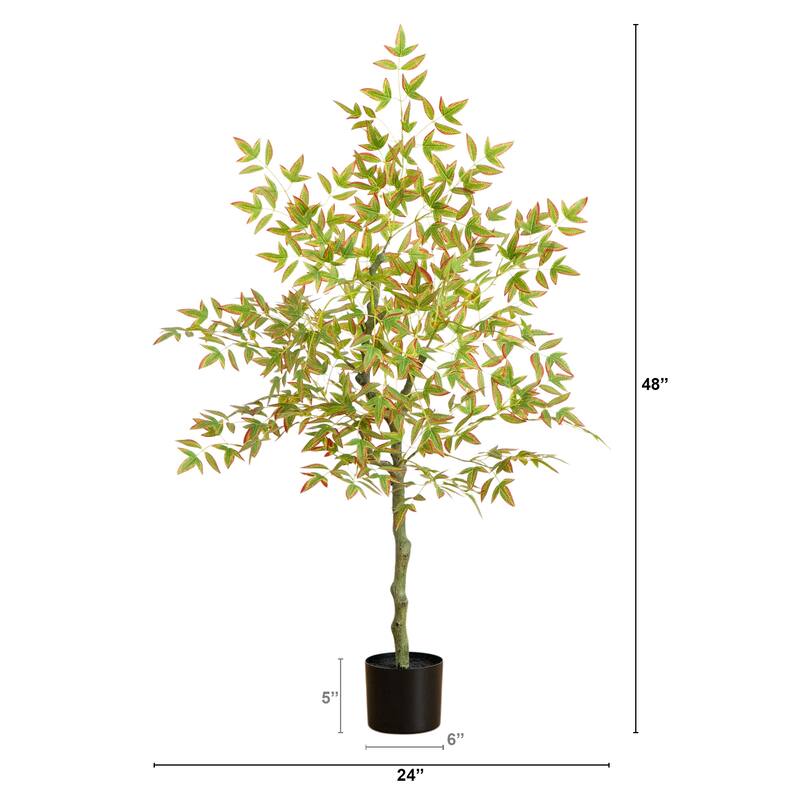 4-ft Autumn Nandina Artificial Fall Tree - Green