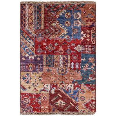 Golden Nile Super Kazak Hand Knotted Wool Rug - 2' 9" X 3' 11"