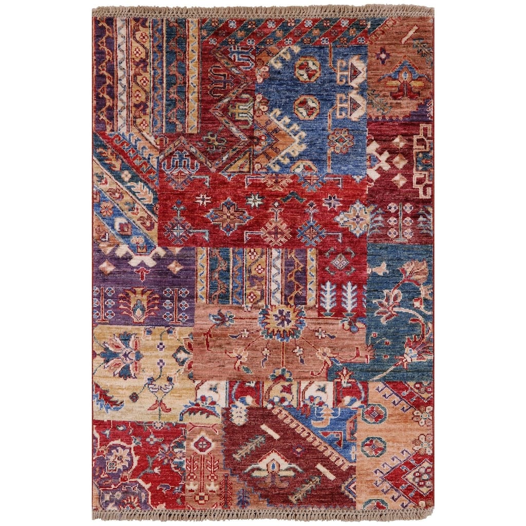 Golden Nile Super Kazak Hand Knotted Wool Rug - 2' 9" X 3' 11"
