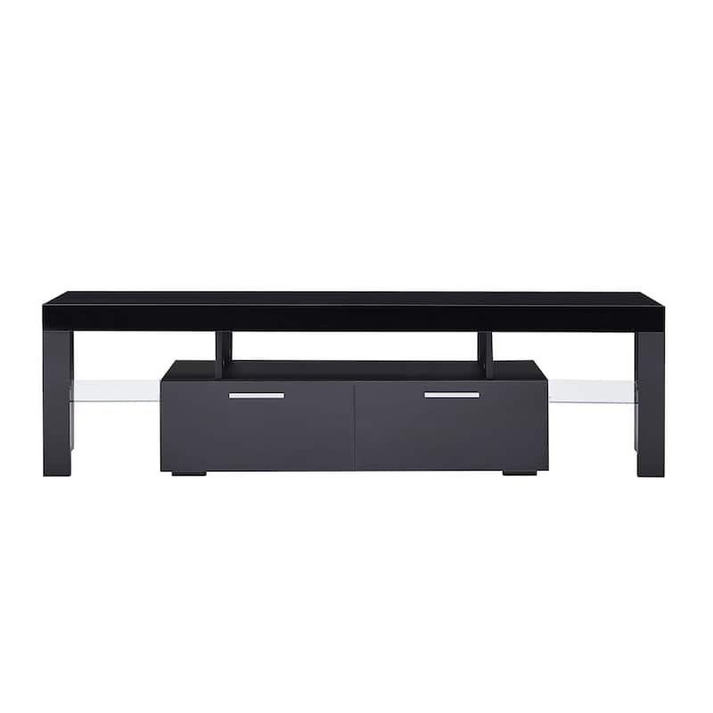 Modern TV Stand with 16-Color LED Lights, Remote Control, Strong Cabinet Support, Fits 65-Inch TVs
