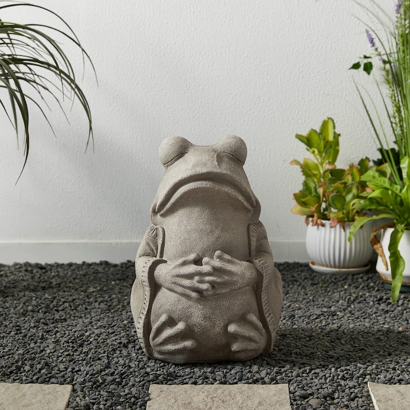 Glitzhome 16.75"H MGO Faux Concrete Zen-Style Frog Garden Statue Spring Gifts