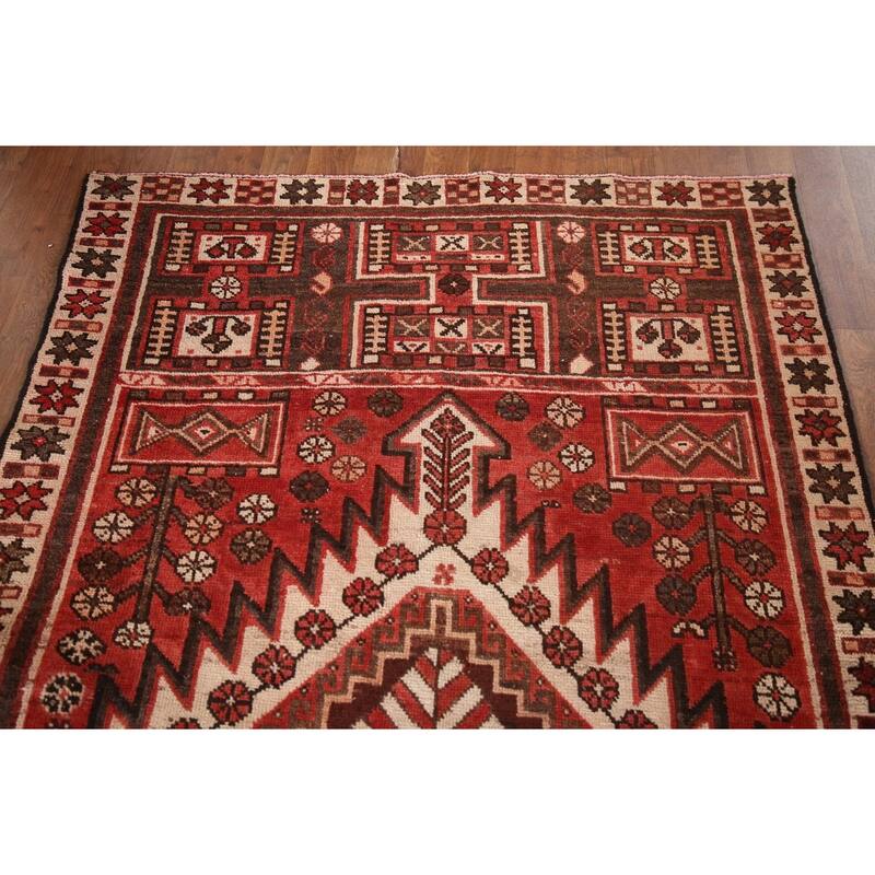 Tribal Qashqai Persian Vintage Area Rug Handmade Wool Carpet - 4'0"x 7'2"