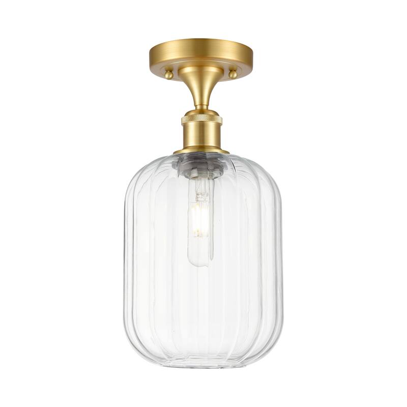 Innovations Lighting Endless Possibilities Ballston - Preston - 1 Light 7" Jar Shade Semi-Flush Mount - Clear/Satin Gold