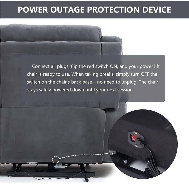 50-In Oversized Dual Motors Power Lift Recliner,Extra Wide Seat Lift Recliner with Heat/Massage,Wireless Charging