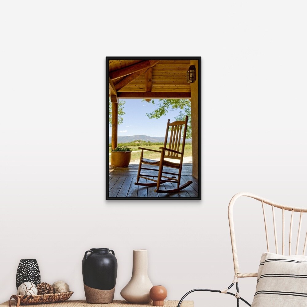 Shop Rocking Chair At Ranch House Porch Black Float Frame Canvas