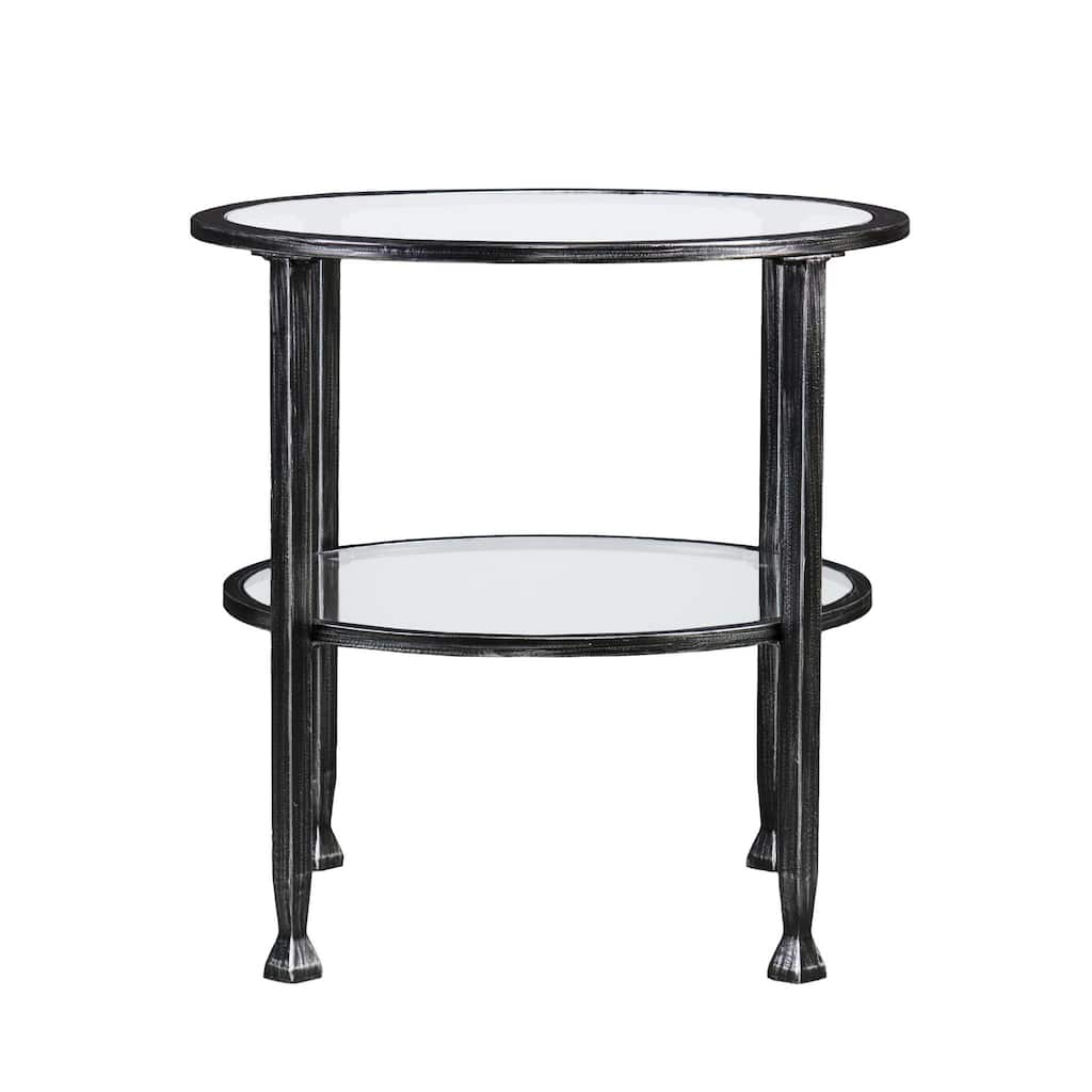 HomeRoots 24" Black Glass And Iron Round End Table - 24x24x24