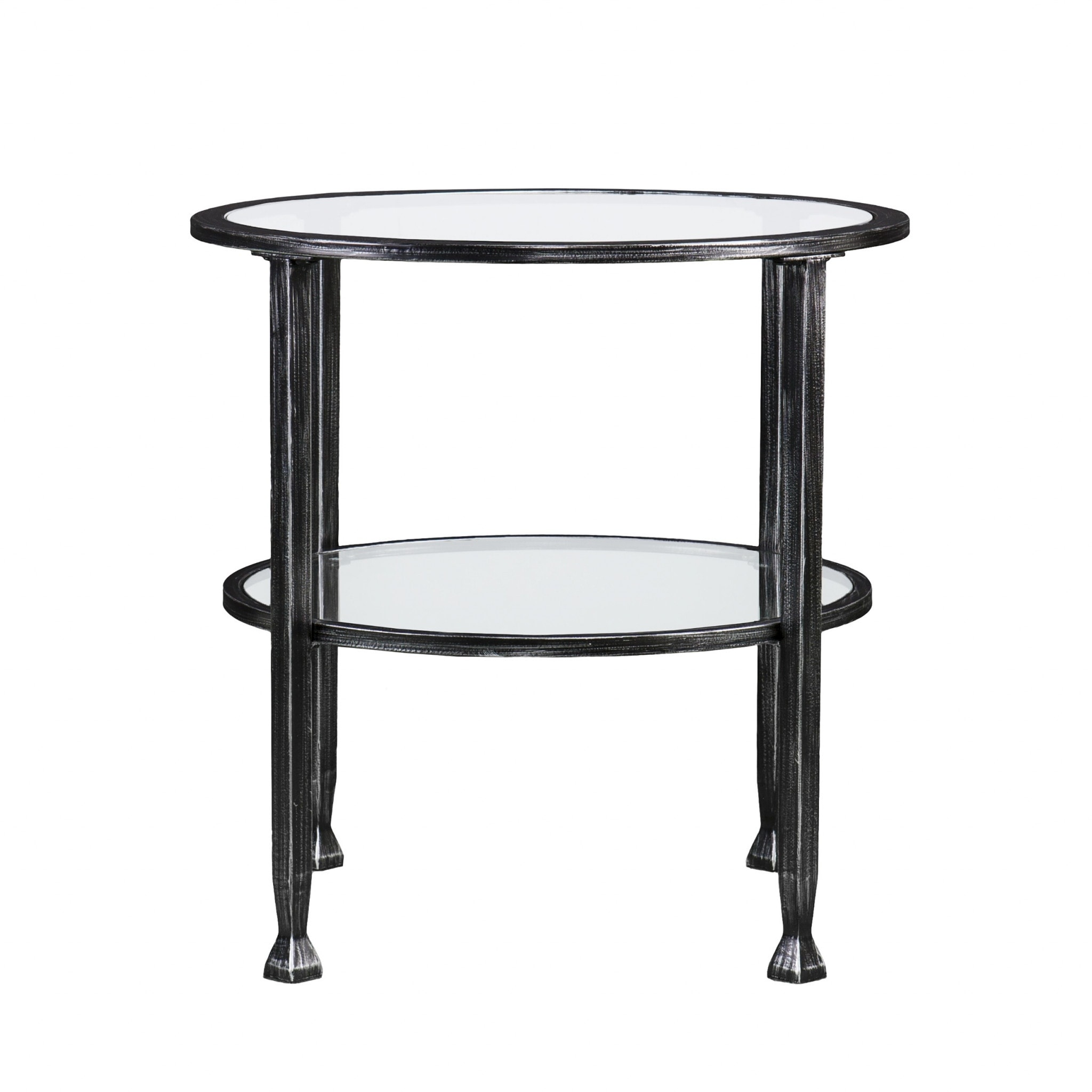 HomeRoots 24" Black Glass And Iron Round End Table - 24x24x24