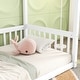 preview thumbnail 3 of 8, Twin Size Canopy Frame Floor Bed with Guardrails , Elegant Wooden Design, Secure Guardrails Ensure Safety