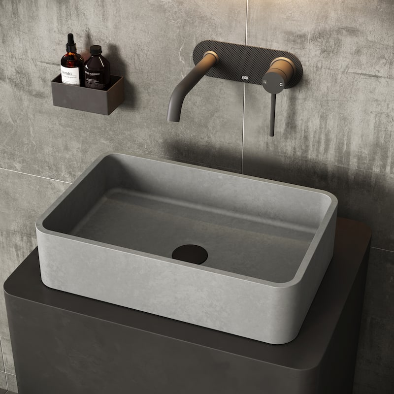 VIGO Cordoba 20"L x 13"W x 5"H Concreto Stone Rectangular Bathroom Vessel Sink - Concreto Stone